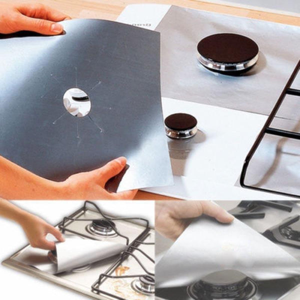4pcs/lot Stove Protector Cover Liner Non-Stick Aluminum Foil Dishwasher Safe