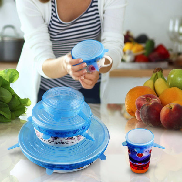 6pcs Silicone Stretch Lid Cover Suction Lid-bowl Pan Reusable Silicone Food Cover