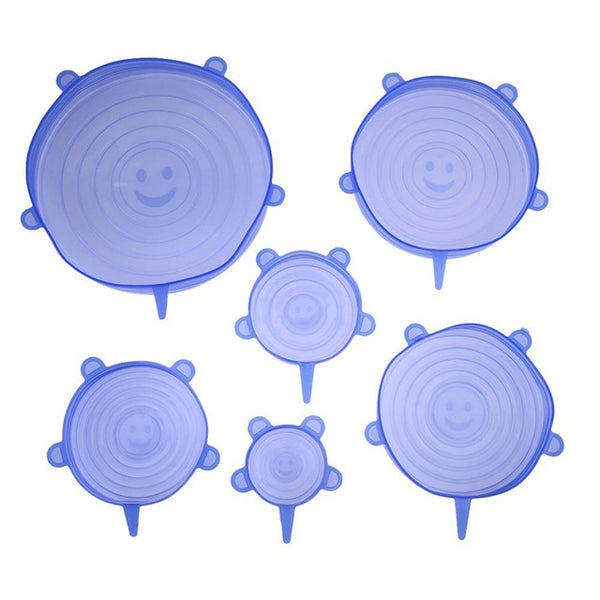 6pcs Silicone Stretch Lid Cover Suction Lid-bowl Pan Reusable Silicone Food Cover